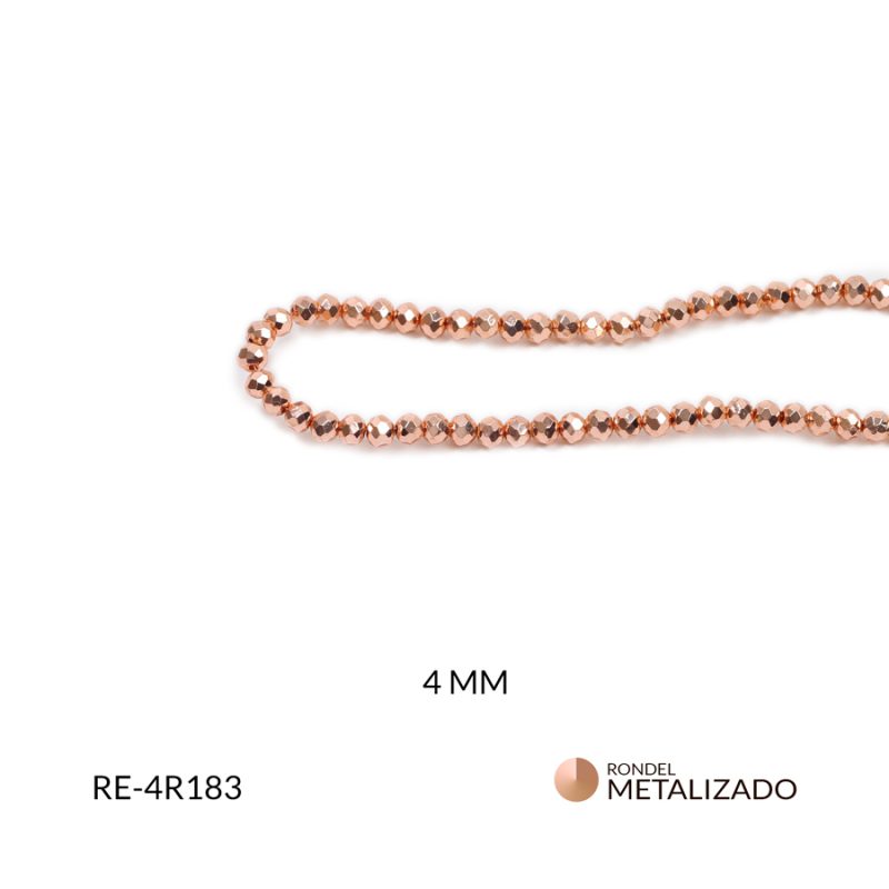 Rondel metalizado cobre rosado 4mm / x sarta / Ref-4R183 / Ref-4R183