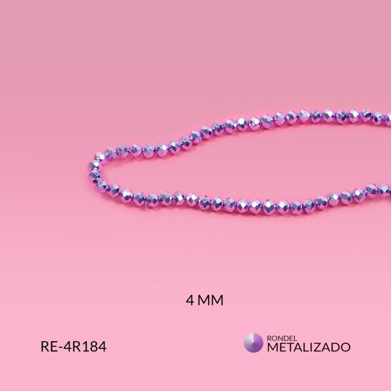 Rondel metalizada lila 4mm / x sarta / Ref-4R184 / Ref-4R184