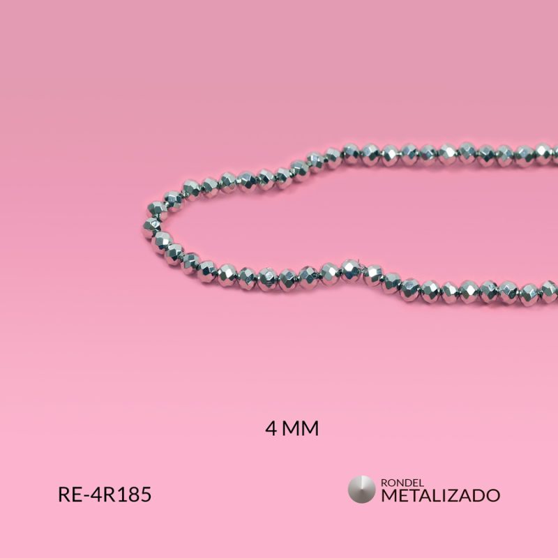 Rondel metelizado gris 3mm / x sarta / Ref-4R185 / Ref-4R185