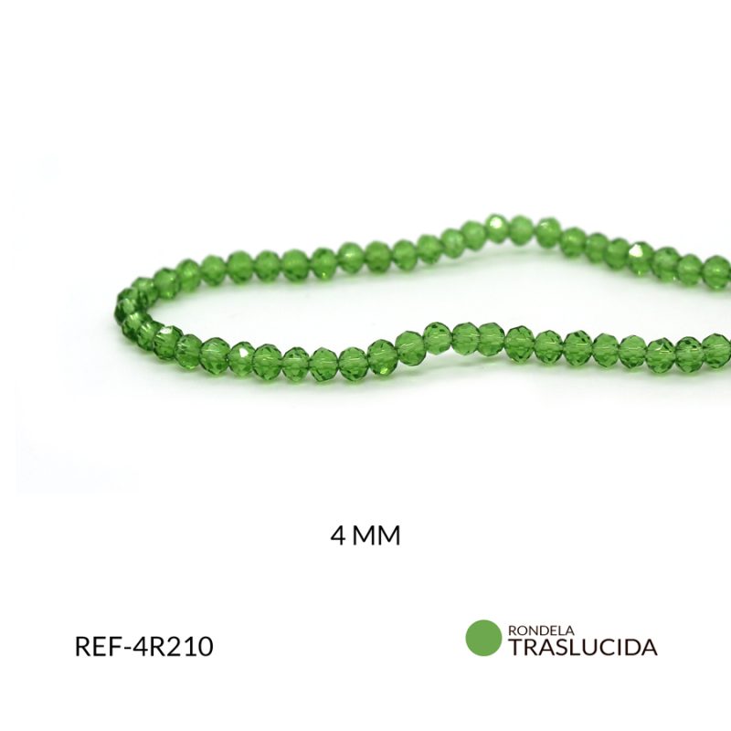 Rondela traslucido 4mm verde limón / x sarta / Ref-4R210