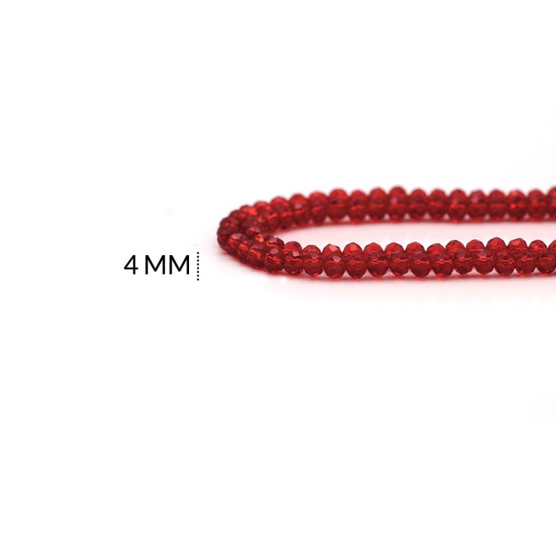 Rondela traslucido Rojo 4 mm / x sarta / Ref-4R217 / Ref-4R217