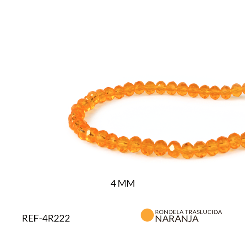 Rondela 4 mm color traslucido naranja claro / x sarta / Ref-4R222