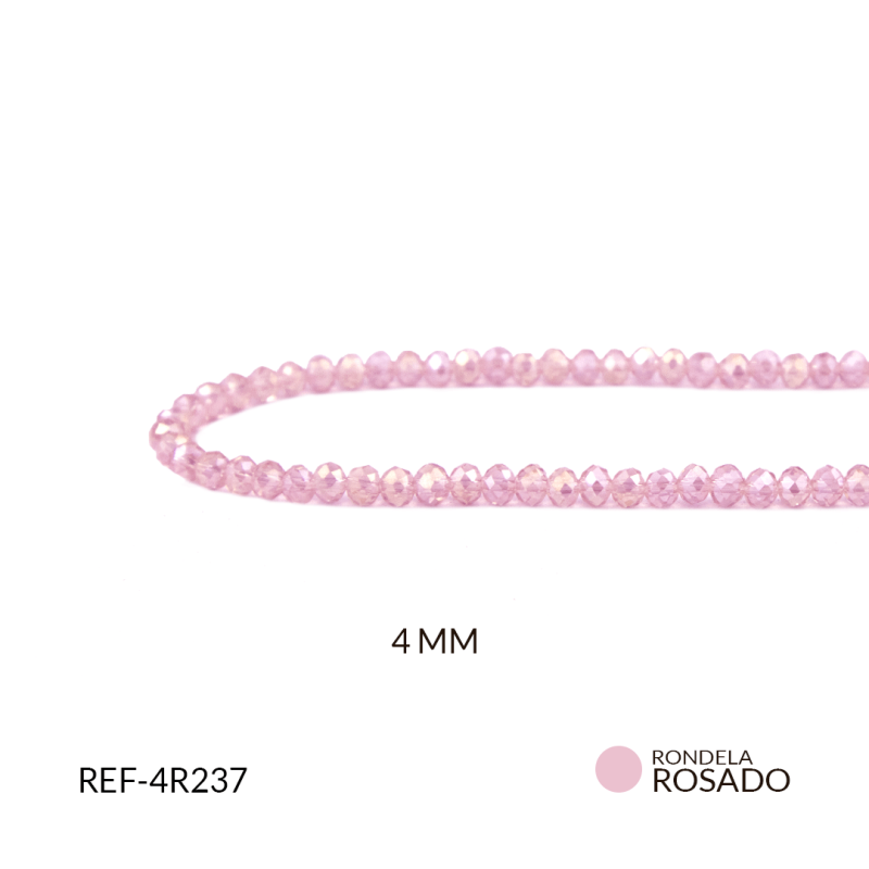 Rondela traslucida 4 mm color rosado / x sarta / Ref-4R237 / Ref-4R237