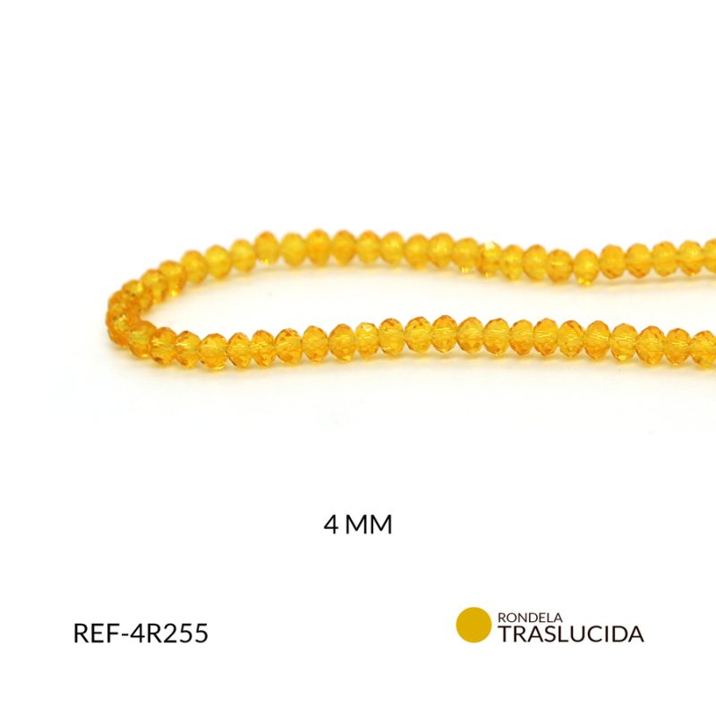 Rondela traslucido 4mm amarillo quemado  / x sarta / Ref-4R255