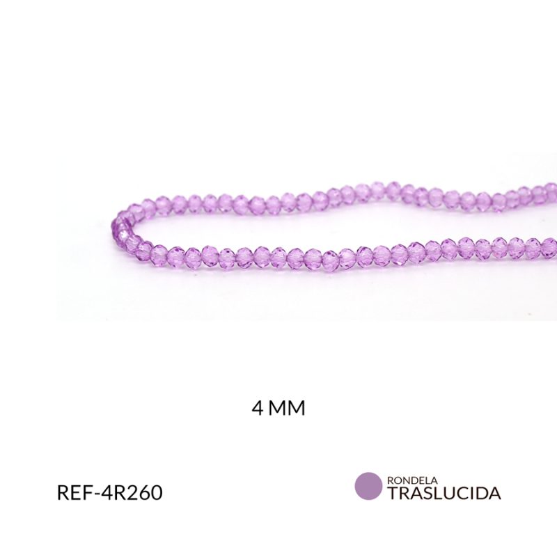 Rondela traslucido 4mm lila  / x sarta / Ref-4R260 / Ref-4R260