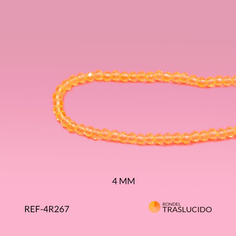 Rondel traslucido naranja fluorecente 4mm / x sarta / Ref-4R267 / Ref-4R267