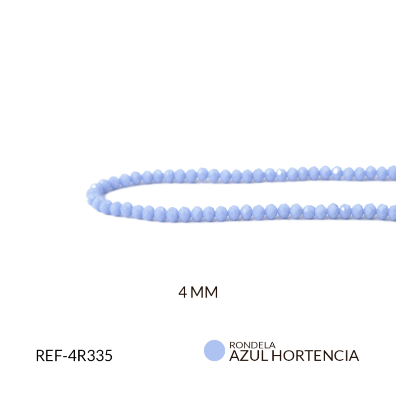 RONDELA MATE AZUL HORTENCIA CLARO 4MM / SARTA X 130 UND Aprox / REF-4R335
