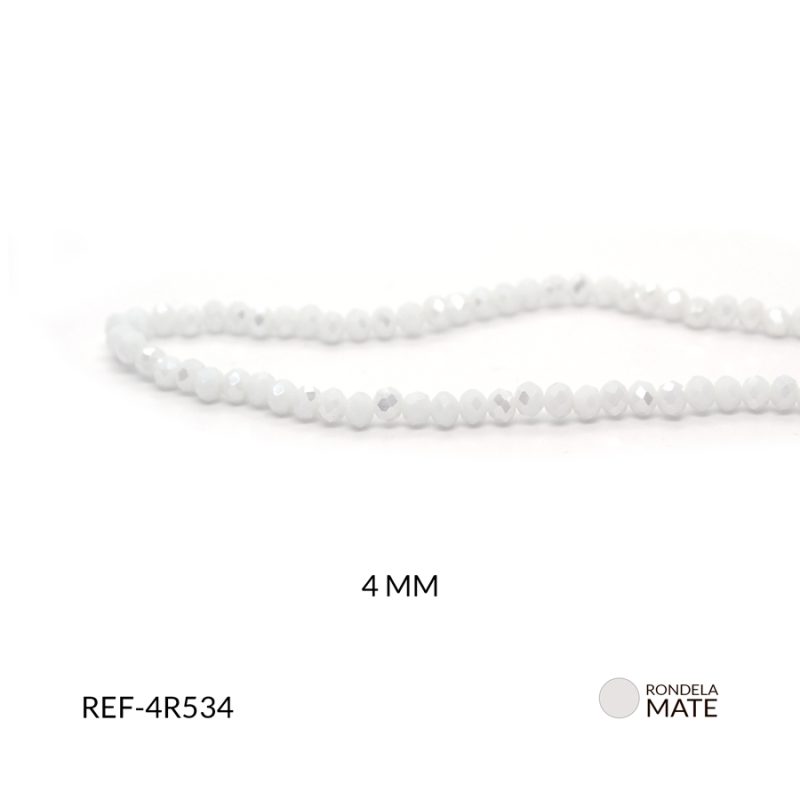 Rondela mate 4mm blanco leche boreal / x sarta / Ref-4R534 / Ref-4R534