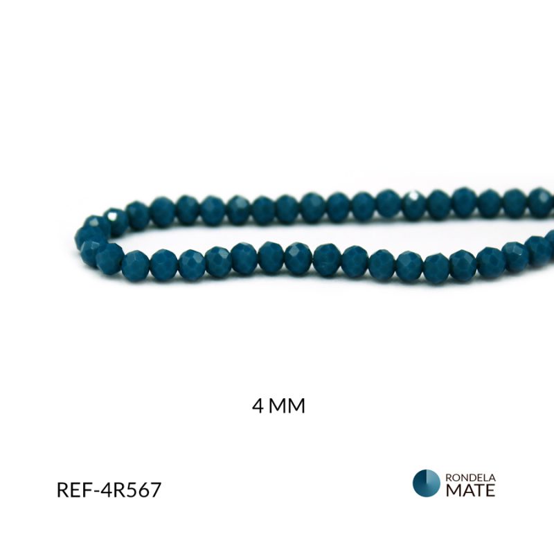 Rondela mate azul petróleo  4mm / x sarta / Ref-4R567