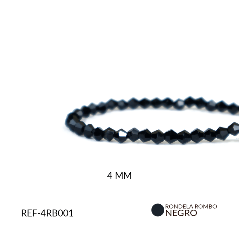 Rombo boreal negro 4MM /  x sarta / Ref-4RB001 / REF-4RB001