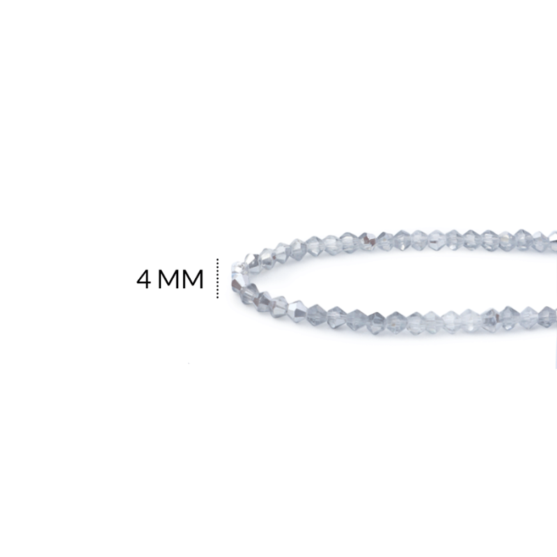 Rombo metalizado plateado espejo 4mm / x sarta / 4RB163 / REF-4RB163