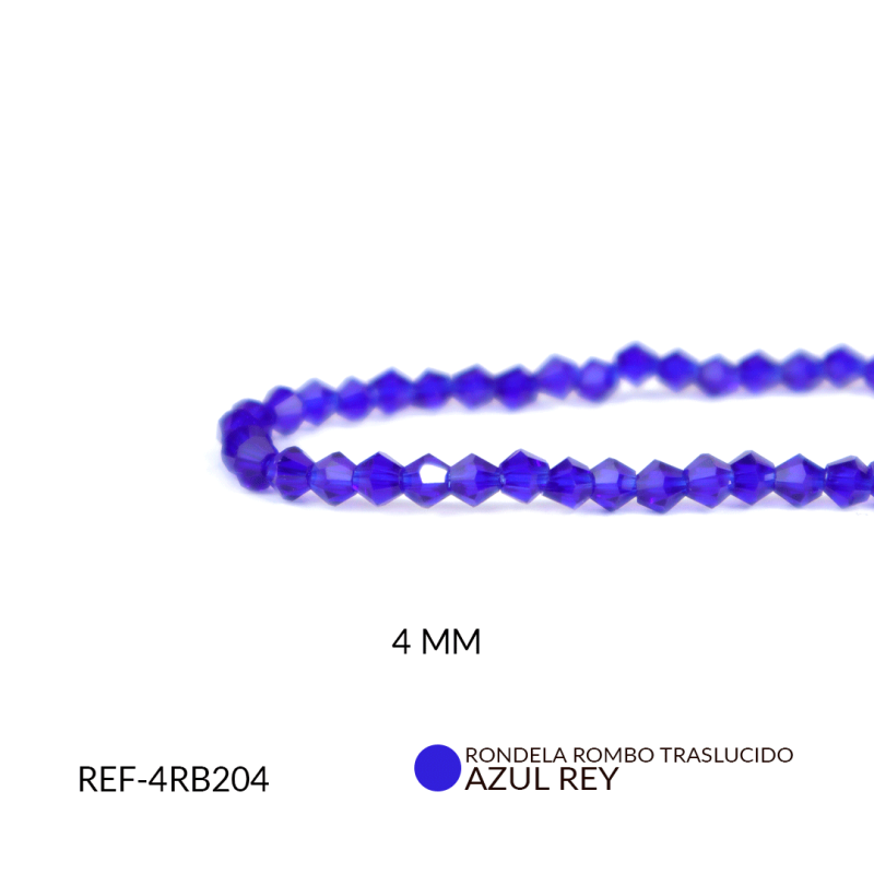 Rombo traslucido 4mm color azul rey / x sarta / Ref-4RB204 / Ref-4RB204