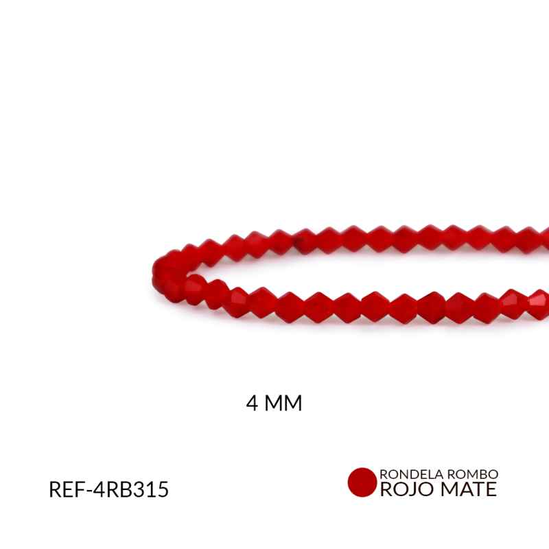 Rombo mate rojo bandera 4mm / x sarta / Ref-4RB315 / Ref-4RB315