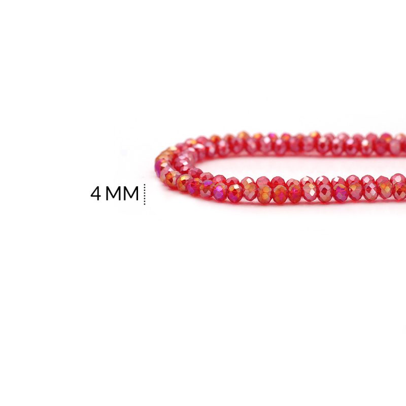 Rondela 4 mm color boreal rojo bandera / x sarta / ref - 4R022