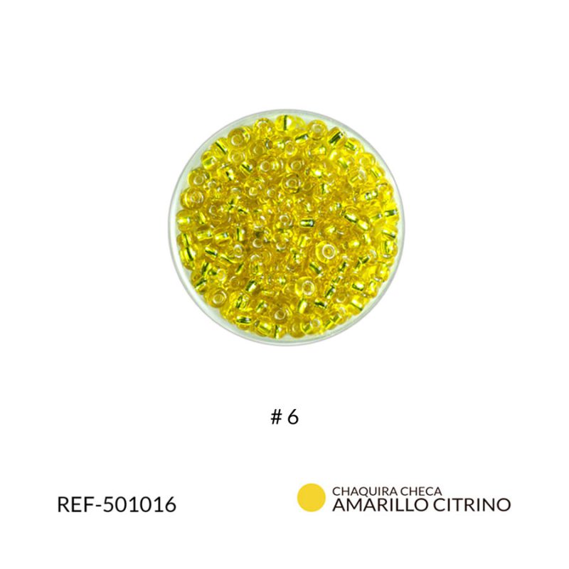 chaquira checa color centro en plata amarillo citrino #6 / paquete x 25 gramos / Ref-501016P