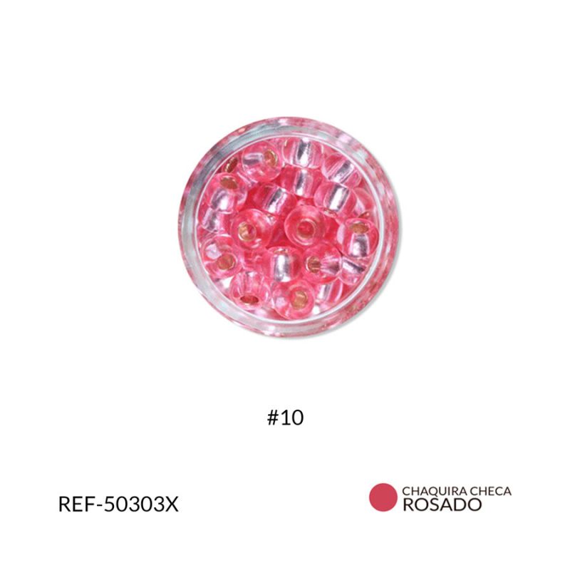 Chaquira checa centro plata rosado #10 / paquete x 25 gramos / 50303XP