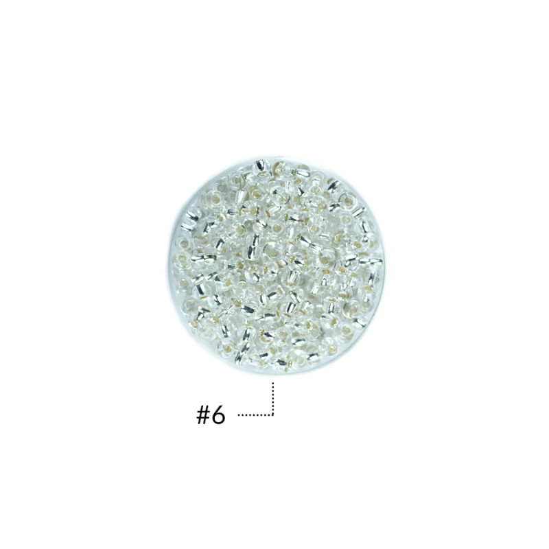 Chaquira checa color centro plata plateado #6 / paquete x 25 gramos / REF-508016P