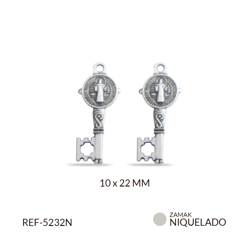 Dije zamak llave San Benito 10 x 22 mm  / Paquete x 12 und / REF-5232N / REF-5232N