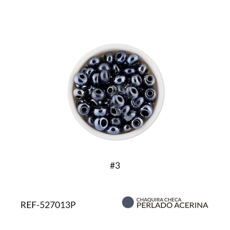 Chaquira checa perlado acerina #3 / paquete x 25 gramos / REF-527013P