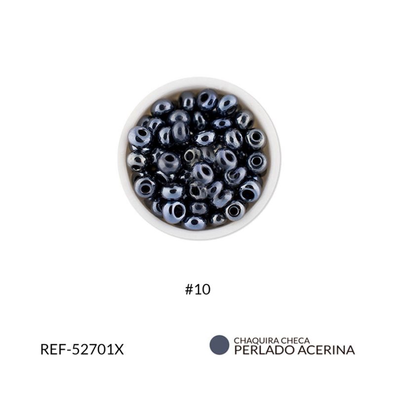 Chaquira checa perlado acerina #10 / paquete x 25 gramos / 52701XP