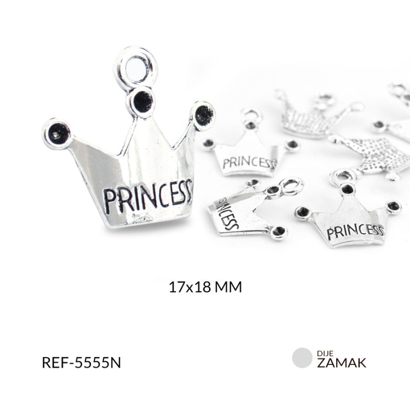Dije zamak corona Princesa 17x18mm / paquete x 12 unidades / Ref-5555N / Ref-5555N
