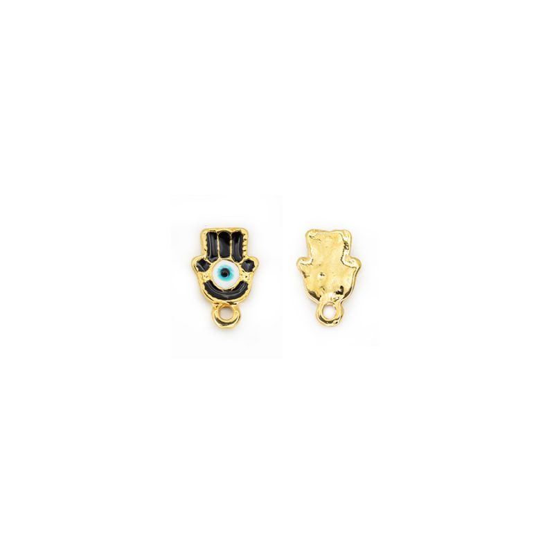 Dije en zamak mano fortuna resina negra / x unidad / Ref-5885D / REF-5885D-negro