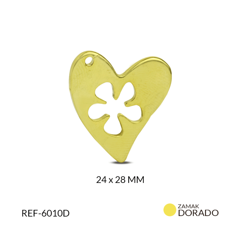 Dije zamak corazón silueta treból 22x23mm / x unidad / Ref-6010D / Ref-6010D