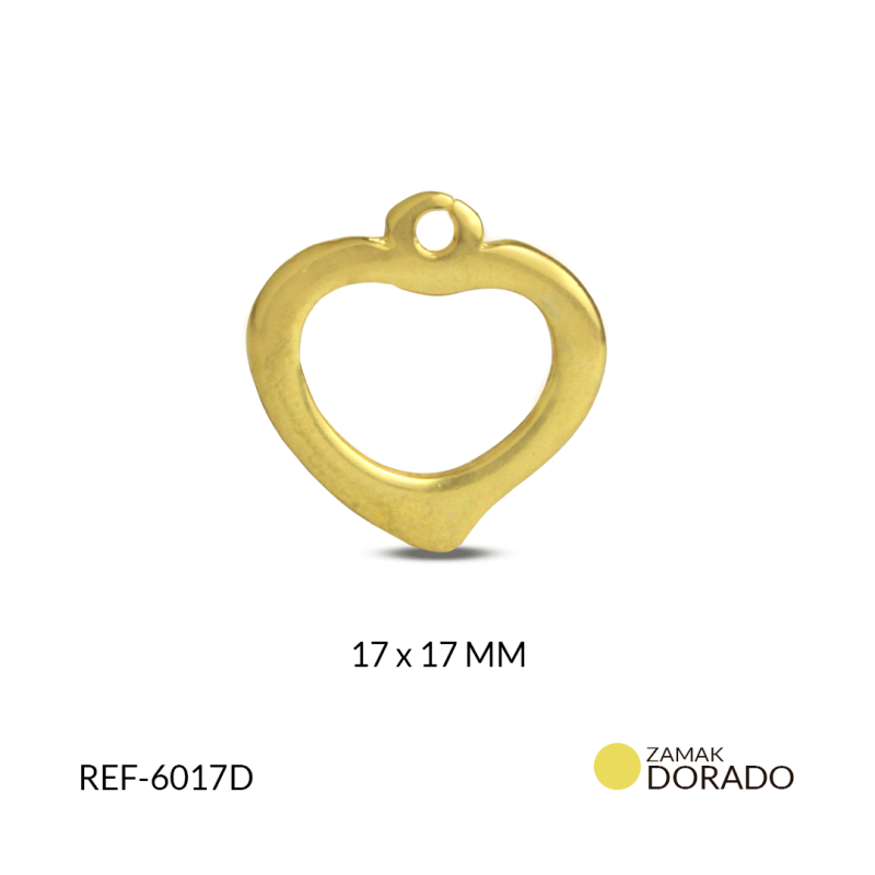DIJE ZAMAK CORAZON BRUNO 17X17 MM / PAQUETE x 3 UND / Ref-6017D