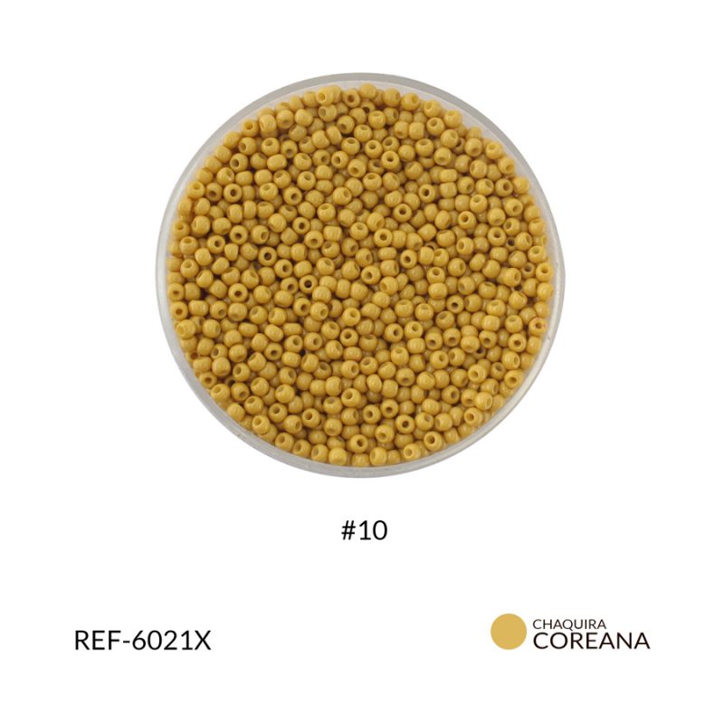Chaquira coreana #10 miel mate / paquete x 25 gramos / Ref-6021XP