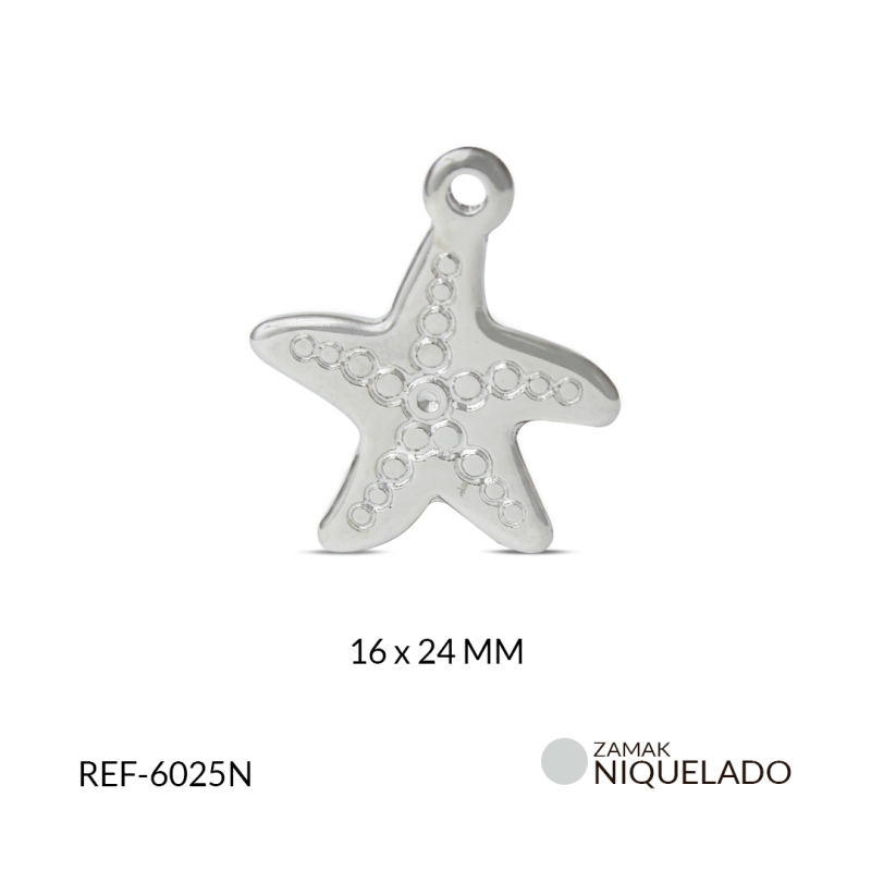 DIJE ZAMAK ESTRELLA DE MAR 16*24 MM / paquete x 6 und / Ref-6025N