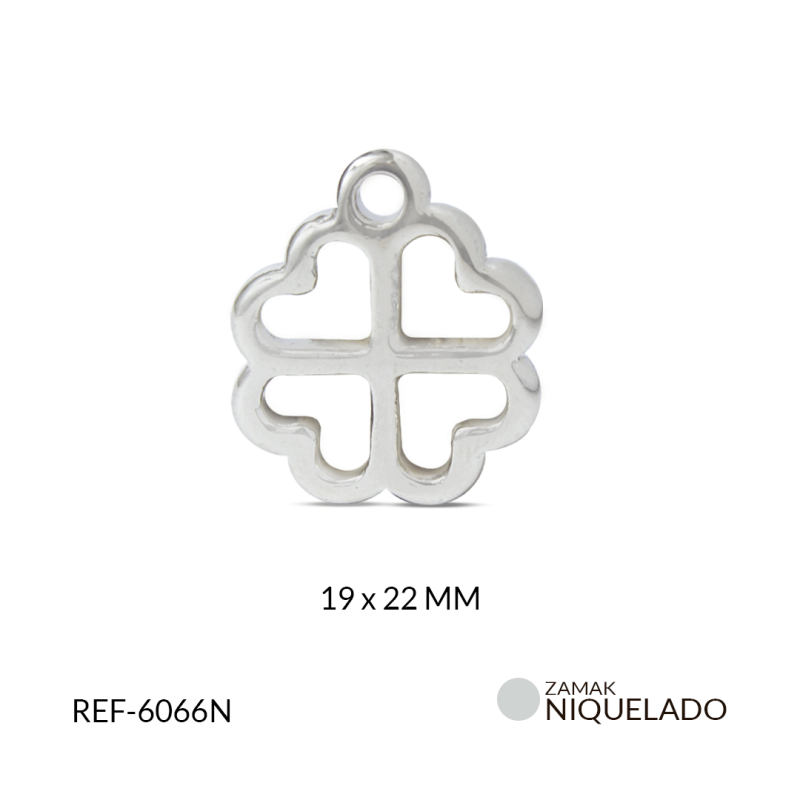 DIJE ZAMAK TREBOL CORAZON  19x22 MM / paquete x 6 und / Ref-6066N