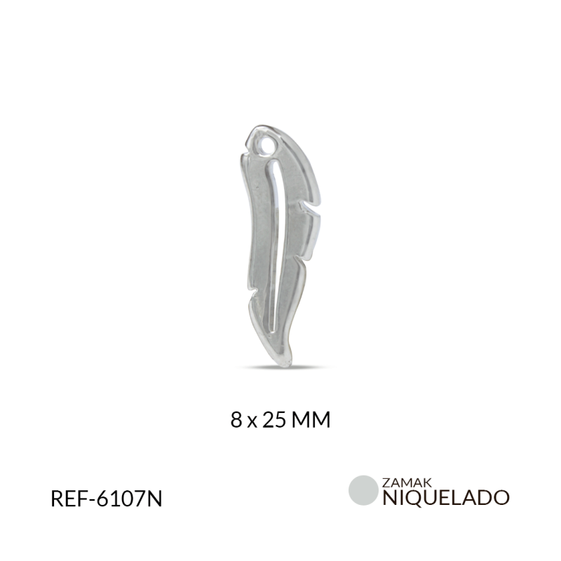 DIJE ZAMAK HOJA 8X25 MM/ paquete x 12 und / Ref-6107N