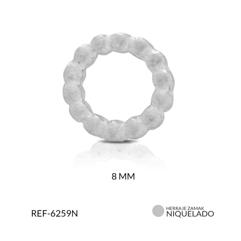 Argolla Zamak cerrada 8mm color plateada / paquete x 12 unidades / Ref-6259N