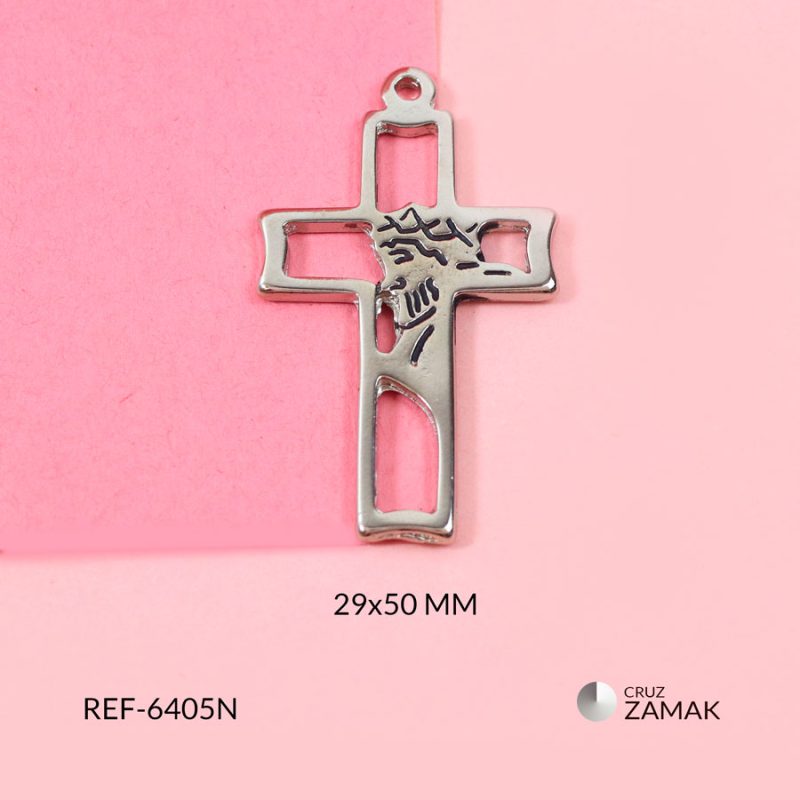 Cruz zamak facetada rosto Jesús 29x50mm / x unidad / Ref-6405N / Ref-6405N