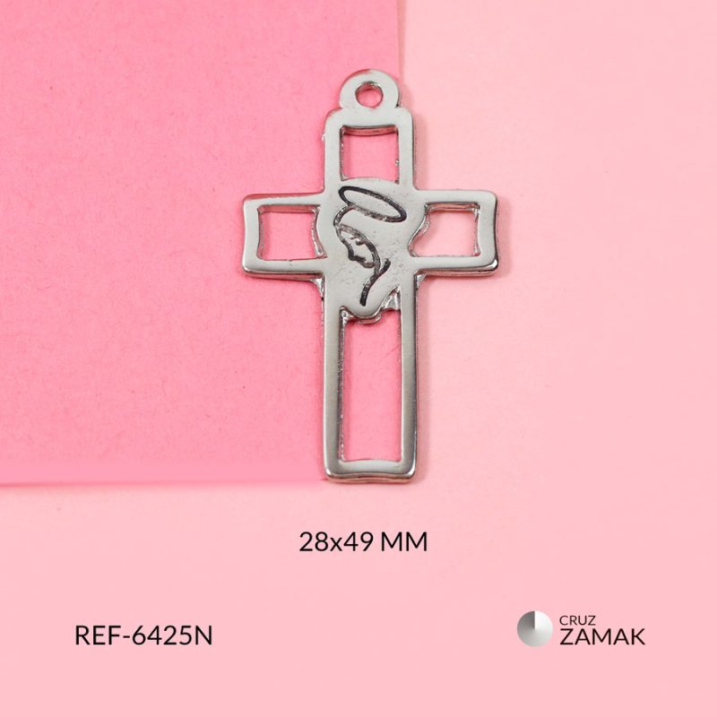 Cruz Zamak calada Virgen silueta 28x49mm / x unidad / Ref-6425N / Ref-6425N