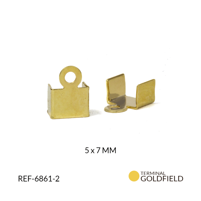 TERMINAL TAPA CUERO GOLDFIELD LISO 5X7MM / Paquete x 2 gramos / 14 UND APROX / REF-6861-2
