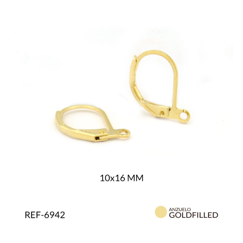 Anzuelo Catalan Goldfilled dorado sencillo 10 x 16 mm / Paquete x 2 gramos / Ref-6942