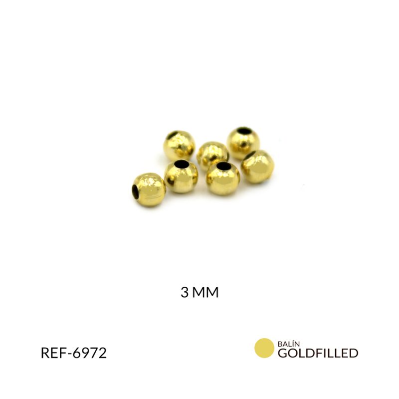 Balin goldfilled boca pequeña 3mm / paquete x 2 gramos / Ref-6972