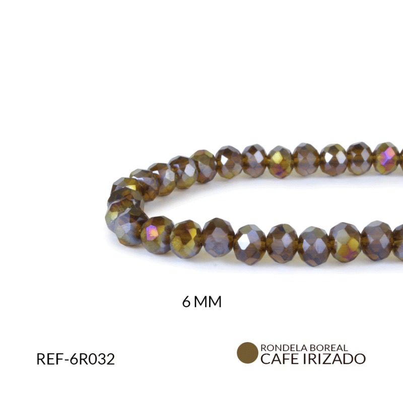 Rondela boreal 6 mm color Cafe irizado / x sarta / Ref-6R032