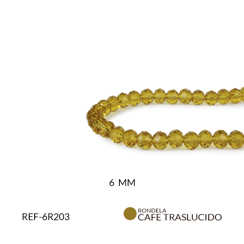 Rondela traslucida 6 mm color cafe / x sarta / Ref-6R203