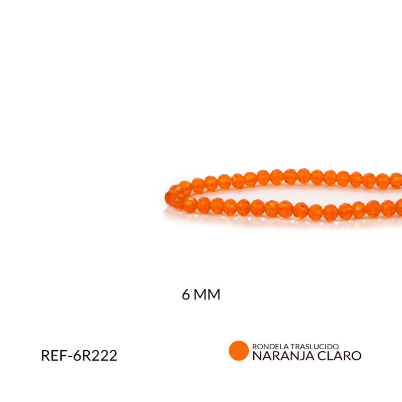 Rondela traslucida 6 mm color naranja claro / x sarta / Ref-6R222