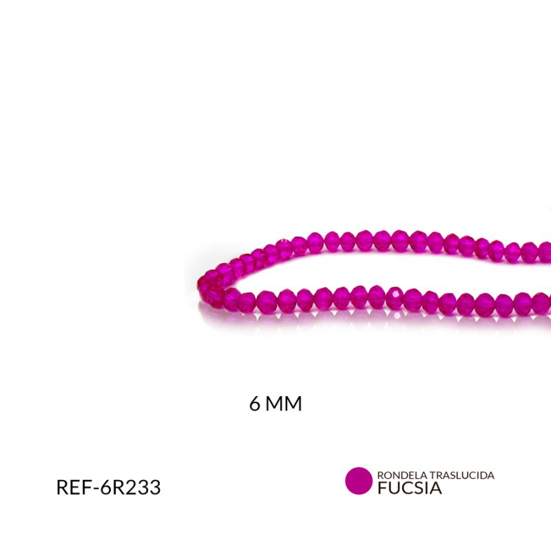 Rondela traslucida 6 mm color fucsia / x sarta / Ref-6R233