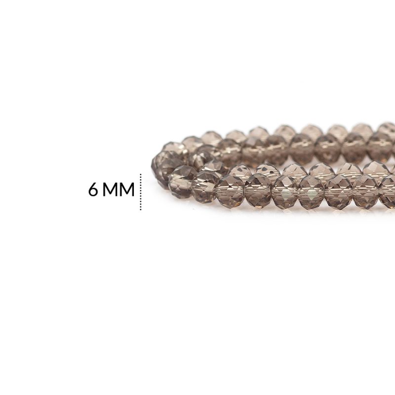 RONDELA 6 MM TRASLUCIDO HUMO / x sarta 43 cm aprox / REF – 6R247 / ref - 6R247