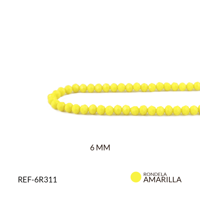 Rondela 6 mm Amarillo mate / x sarta / REF-6R311