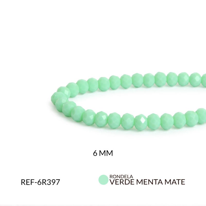 Rondela mate verde menta 6mm / x sarta / Ref-6R397 / Ref-6R397
