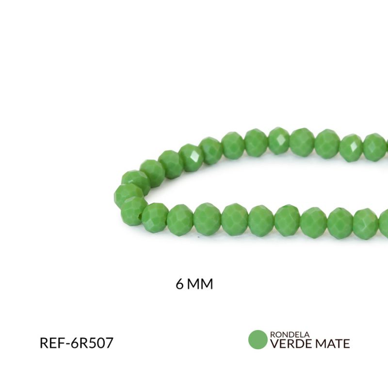 Rondela 6 mm color Verde mate / x sarta / Ref-6R507