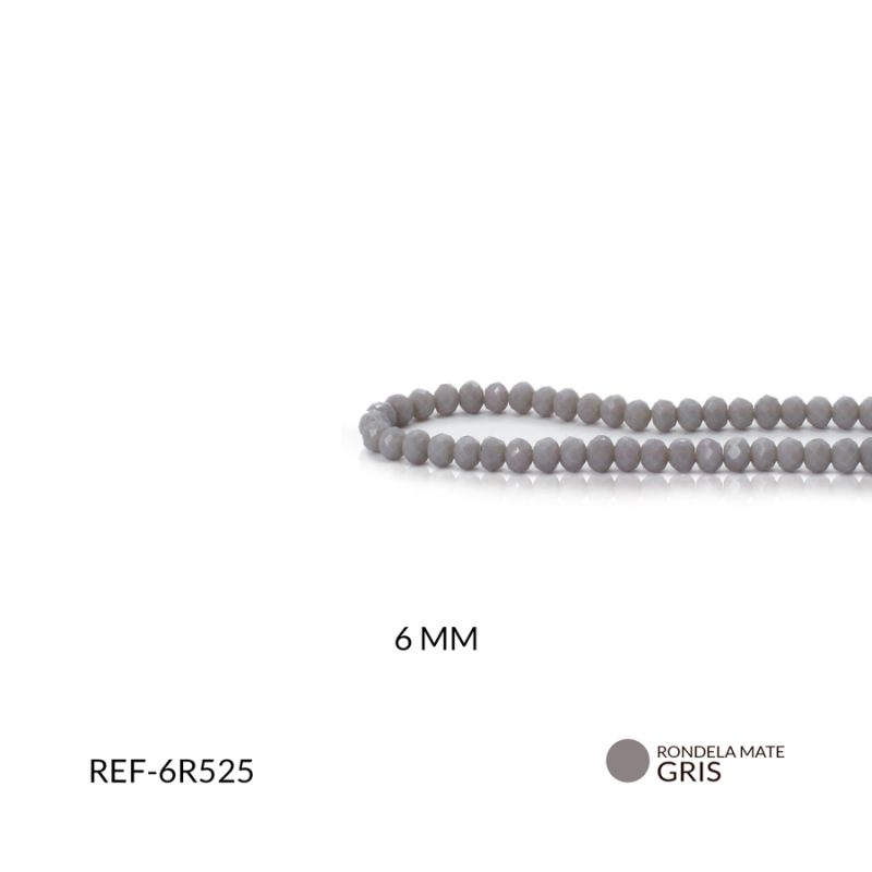 Rondela 6mm color Gris mate / x sarta / Ref-6R525