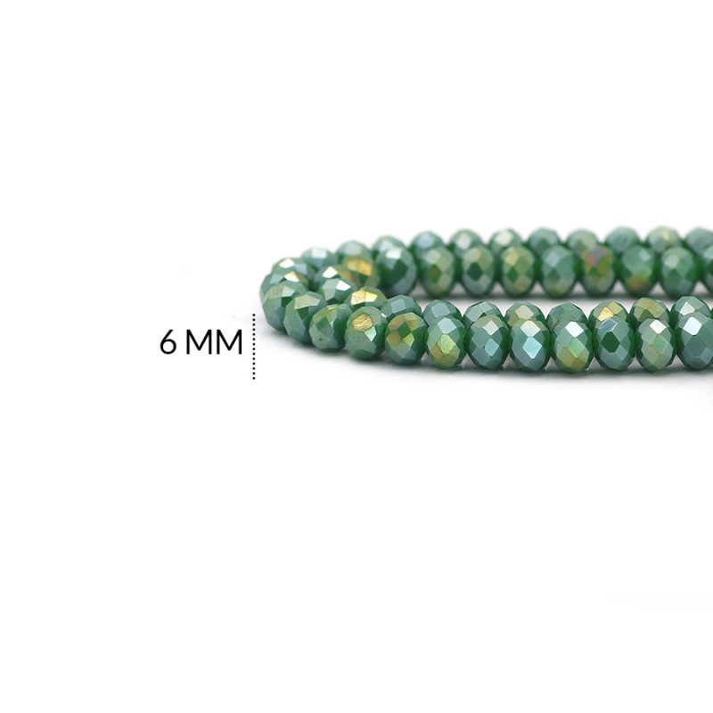 Rondela Boreal 6 mm color Verde Cali Mate / x sarta / Ref - 6R363