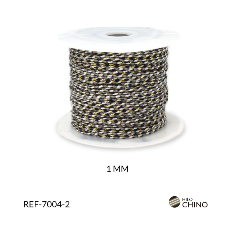 Hilo chino trenzado con lurex 1 mm color negro / x rollo / Ref-7004-2