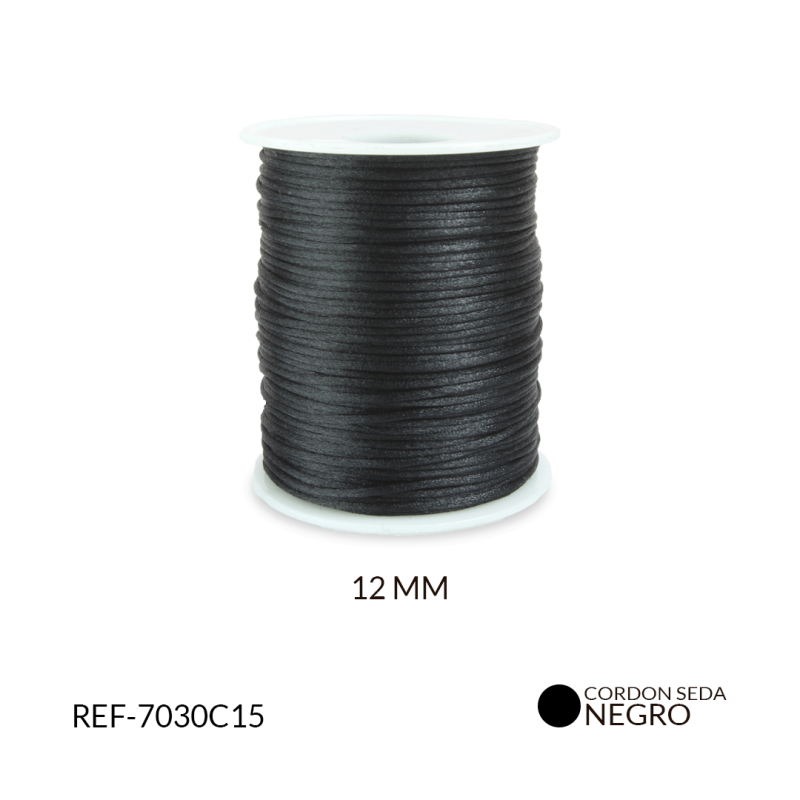 Cordón seda 1 mm color negro / x rollo (90 metros aproximados) / Ref-7030C15
